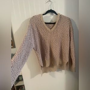 Tan pullover hoodie, textured material